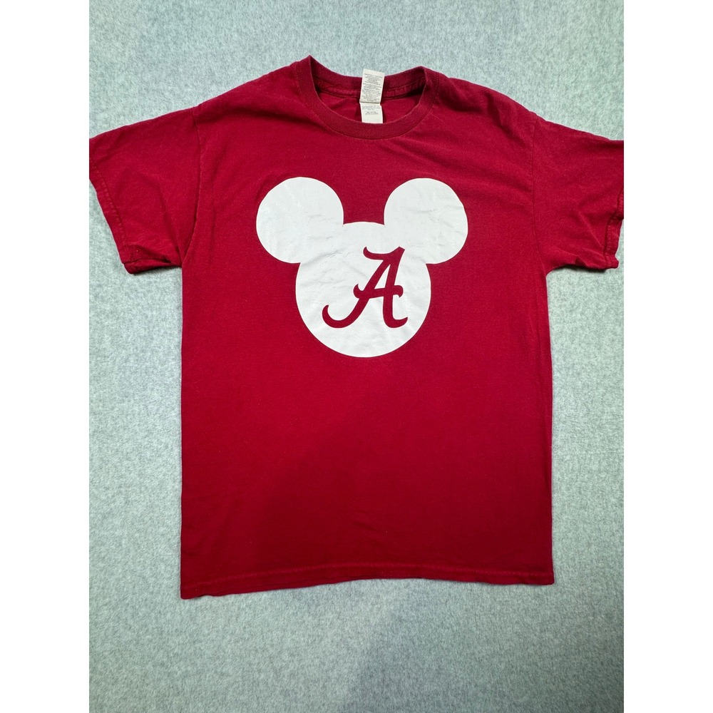 Gildan Alabama Crimson Tide Mickey Mouse T-Shirt Mens Medium Red Short Sleeve